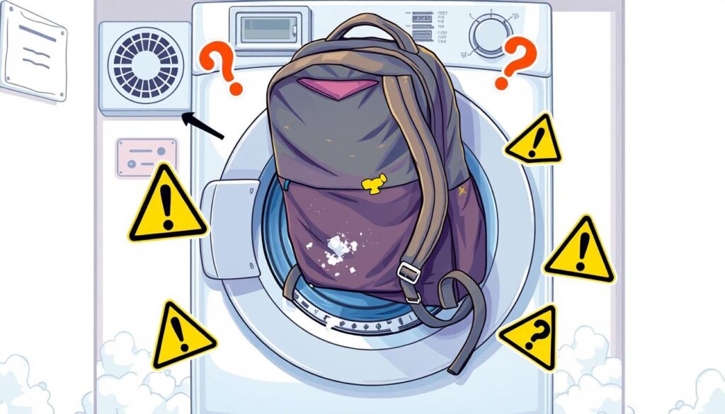 Backpack tumble drying risks