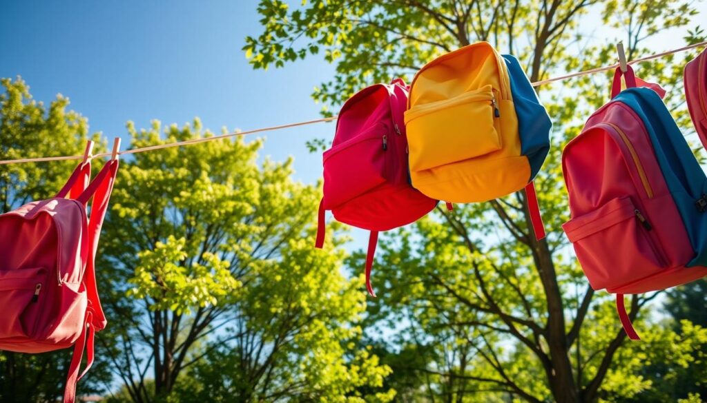 Drying backpacks